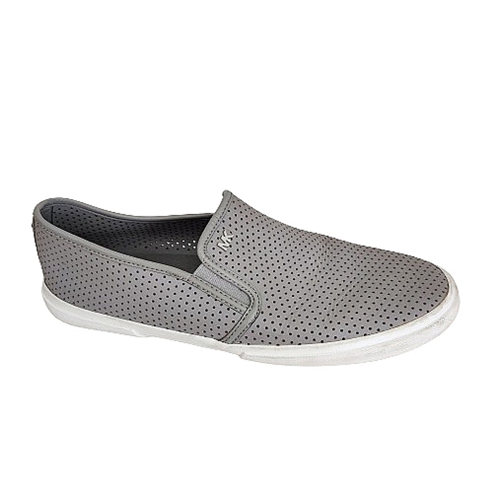Michael Kors Gray Keaton Perforated Leather Slip-on Sneaker Size 9.5
